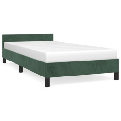 vidaXL Estructura cama con cabecero terciopelo verde oscuro 90x200 cm