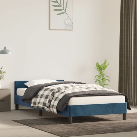 vidaXL Estructura cama con cabecero terciopelo azul oscuro 100x200 cm