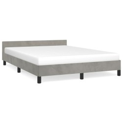 vidaXL Estructura de cama con cabecero terciopelo gris claro 140x190cm