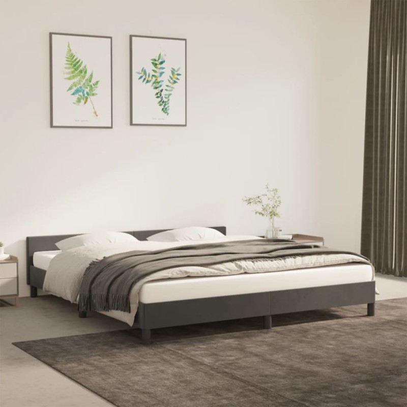 vidaXL Estructura cama con cabecero terciopelo gris oscuro 180x200 cm