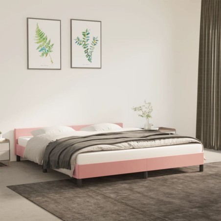 vidaXL Estructura de cama con cabecero de terciopelo rosa 160x200 cm