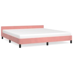 vidaXL Estructura de cama con cabecero de terciopelo rosa 160x200 cm