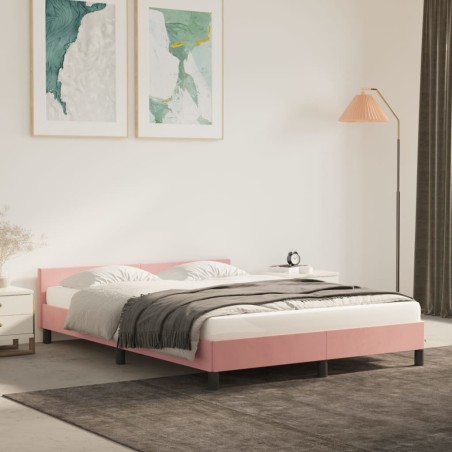 vidaXL Estructura de cama con cabecero de terciopelo rosa 140x200 cm