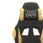 vidaXL Silla gaming giratoria reposapiés cuero sintético negro dorado vidaXL Silla gaming giratoria reposapiés cuero sintético negro dorado