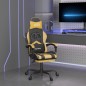 vidaXL Silla gaming giratoria reposapiés cuero sintético negro dorado vidaXL Silla gaming giratoria reposapiés cuero sintético negro dorado