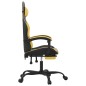 vidaXL Silla gaming giratoria reposapiés cuero sintético negro dorado vidaXL Silla gaming giratoria reposapiés cuero sintético negro dorado