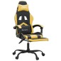 vidaXL Silla gaming giratoria reposapiés cuero sintético negro dorado vidaXL Silla gaming giratoria reposapiés cuero sintético negro dorado