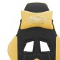 vidaXL Silla gaming giratoria reposapiés cuero sintético negro dorado vidaXL Silla gaming giratoria reposapiés cuero sintético negro dorado