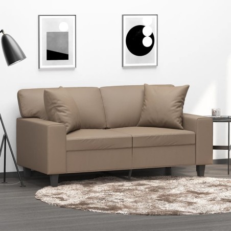 vidaXL Cojines decorativos 2 uds cuero sintético capuchino 40x40 cm