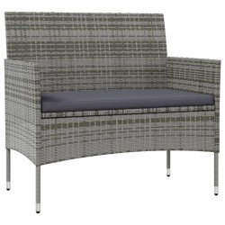 vidaXL Set de muebles de jardín 8 pzas y cojines ratán sintético gris