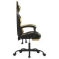 vidaXL Silla gaming giratoria reposapiés cuero sintético negro dorado vidaXL Silla gaming giratoria reposapiés cuero sintético negro dorado