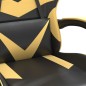 vidaXL Silla gaming giratoria reposapiés cuero sintético negro dorado vidaXL Silla gaming giratoria reposapiés cuero sintético negro dorado