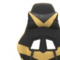 vidaXL Silla gaming giratoria reposapiés cuero sintético negro dorado vidaXL Silla gaming giratoria reposapiés cuero sintético negro dorado