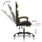 vidaXL Silla gaming giratoria reposapiés cuero sintético negro dorado vidaXL Silla gaming giratoria reposapiés cuero sintético negro dorado