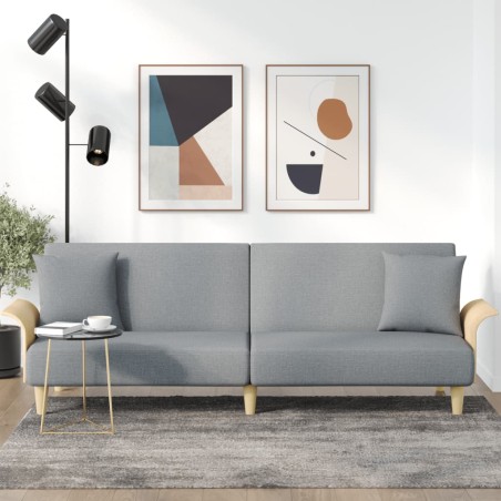 vidaXL Sofá cama con reposabrazos tela gris claro