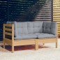 vidaXL Sofá de jardín 2 plazas con cojines grises madera maciza pino vidaXL Sofá de jardín 2 plazas con cojines grises madera maciza pino