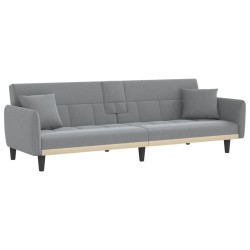 vidaXL Sofá cama con portavasos tela gris claro