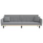 vidaXL Sofá cama con portavasos tela gris claro vidaXL Sofá cama con portavasos tela gris claro