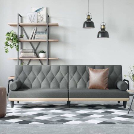 vidaXL Sofá cama con reposabrazos tela gris oscuro