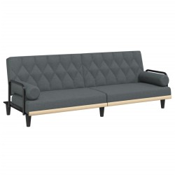 vidaXL Sofá cama con reposabrazos tela gris oscuro
