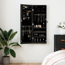 vidaXL Espejo con joyero de pared negro 37,5x10x106 cm