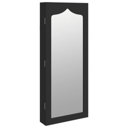 vidaXL Espejo con joyero de pared negro 37,5x10x90 cm