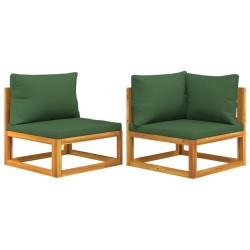 vidaXL Sofás de jardín 2 pzas con cojines madera maciza acacia