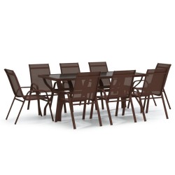 vidaXL Juego de comedor para jardín 9 piezas marrón y negro