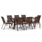vidaXL Juego de comedor para jardín 9 piezas marrón y negro vidaXL Juego de comedor para jardín 9 piezas marrón y negro