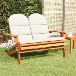 vidaXL Banco de jardín Adirondack con cojines madera de acacia 126 cm