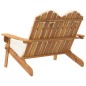 vidaXL Banco de jardín Adirondack con cojines madera de acacia 126 cm