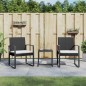 vidaXL Set comedor de jardín 3 pzas con cojines PP aspecto ratán negro vidaXL Set comedor de jardín 3 pzas con cojines PP aspecto ratán negro