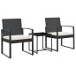 vidaXL Set comedor de jardín 3 pzas con cojines PP aspecto ratán negro vidaXL Set comedor de jardín 3 pzas con cojines PP aspecto ratán negro