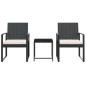 vidaXL Set comedor de jardín 3 pzas con cojines PP aspecto ratán negro vidaXL Set comedor de jardín 3 pzas con cojines PP aspecto ratán negro