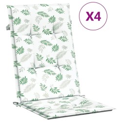 vidaXL Cojines de silla de respaldo alto 4 uds tela estampado de hojas