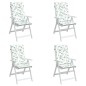 vidaXL Cojines de silla de respaldo alto 4 uds tela estampado de hojas
