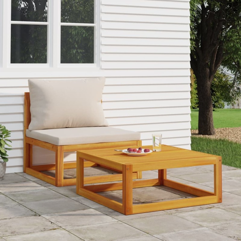 vidaXL Sofás de jardín 2 pzas con cojines madera maciza acacia