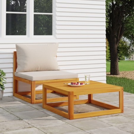 vidaXL Sofás de jardín 2 pzas con cojines madera maciza acacia