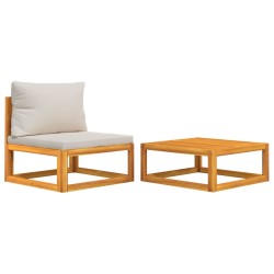 vidaXL Sofás de jardín 2 pzas con cojines madera maciza acacia