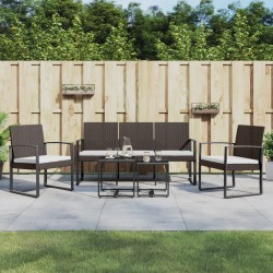 vidaXL Set comedor de jardín 5 pzas y cojines PP aspecto ratán marrón