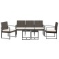 vidaXL Set comedor de jardín 5 pzas y cojines PP aspecto ratán marrón vidaXL Set comedor de jardín 5 pzas y cojines PP aspecto ratán marrón