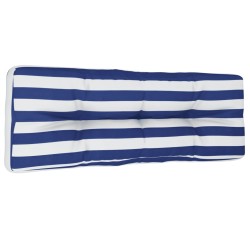 vidaXL Cojín de sofá de palets tela a rayas azul y blanco 120x40x12 cm