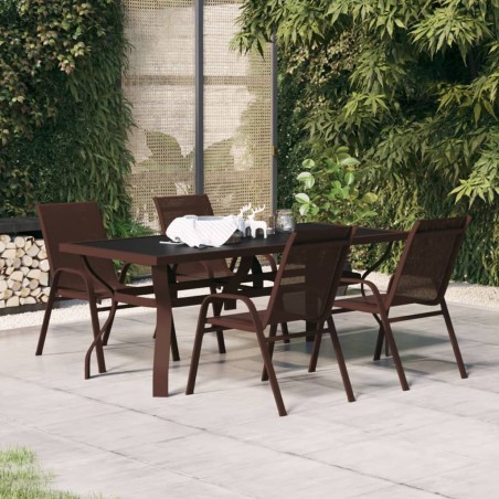 vidaXL Juego de comedor de jardín 5 piezas con cojines marrón y negro