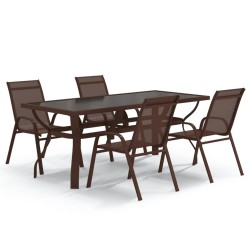 vidaXL Juego de comedor de jardín 5 piezas con cojines marrón y negro