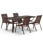 vidaXL Juego de comedor de jardín 5 piezas con cojines marrón y negro vidaXL Juego de comedor de jardín 5 piezas con cojines marrón y negro