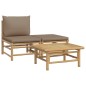 vidaXL Set de muebles de jardín 3 piezas bambú y cojines gris taupe vidaXL Set de muebles de jardín 3 piezas bambú y cojines gris taupe