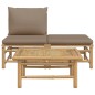 vidaXL Set de muebles de jardín 3 piezas bambú y cojines gris taupe vidaXL Set de muebles de jardín 3 piezas bambú y cojines gris taupe
