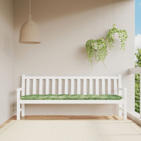 vidaXL Cojín para banco de jardín tela estampado de hojas 200x50x7 cm
