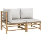 vidaXL Set de muebles de jardín 2 piezas bambú y cojines gris claro vidaXL Set de muebles de jardín 2 piezas bambú y cojines gris claro
