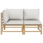 vidaXL Set de muebles de jardín 2 piezas bambú y cojines gris claro vidaXL Set de muebles de jardín 2 piezas bambú y cojines gris claro